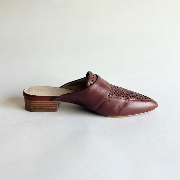 Cole Haan Brown Leather Weaving Point Toe Mules size 5.5 - Picture 5 of 16